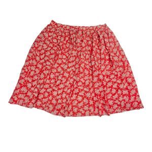 Vintage 90s CHAUS Floral A Line Midi Skirt Red Large Cottage Country Peasant